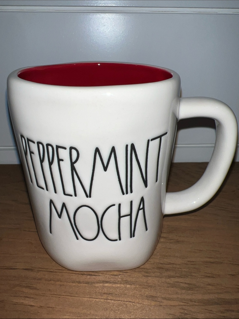 Rae Dunn Christmas Mug with Red Interior Accent